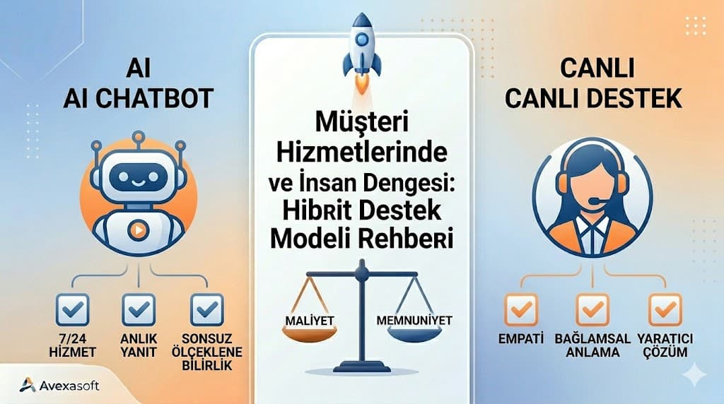 AI chatbot ve canlı destek karşılaştırması müşteri hizmetleri otomasyonu ve insan etkileşimi