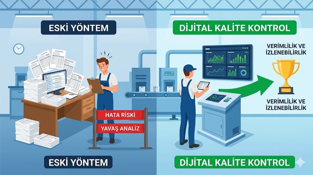 Kalite kontrol yazılımı üretimde hata oranını düşürme dijital kalite kontrol modülü özellikleri